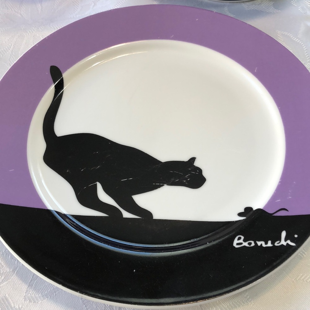 Cat Tableware Set, Three Piece, Purple - Picture 2 of 6